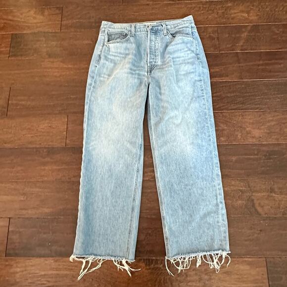 Frank & Eileen Monaghan High Waist Straight Leg Raw Hem Mom Blue Jeans 30 - Picture 4 of 16